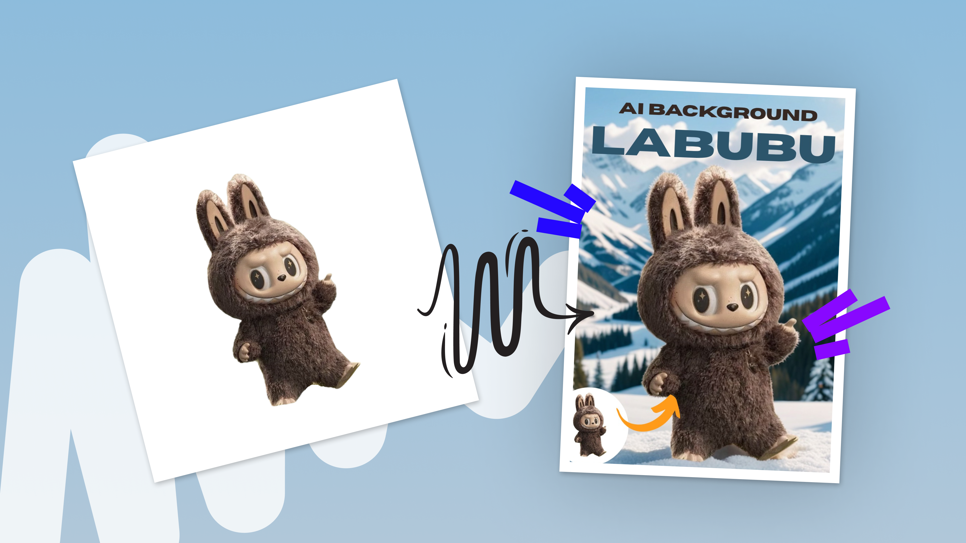 Labubu toy on a white background, ready for AI background editing