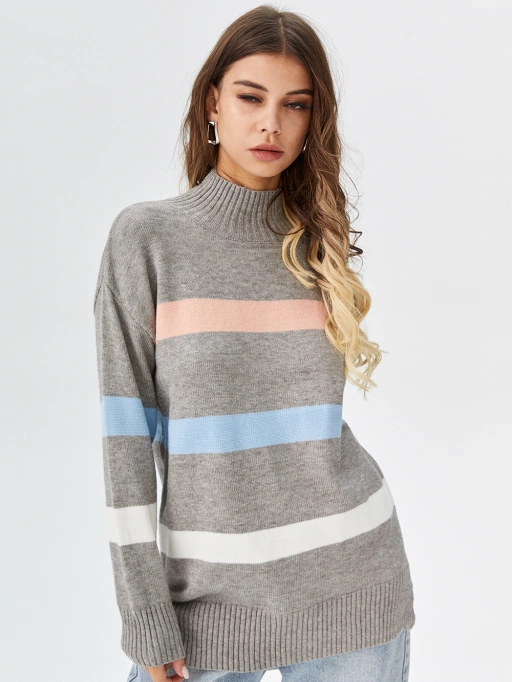 Professional Ghost Mannequin to Model for Sweater with Studio Model featuring Studio Model wearing Sweater in Minimalist White Studio, Professional style.