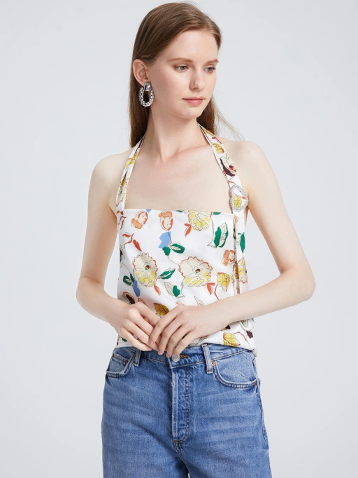 Professional Flat Lay to Model AI for Tank Tops with Studio Model featuring Studio Model wearing Tank Top in Minimalist White Studio, Professional style.