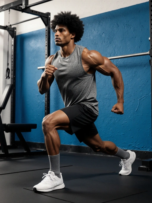 Male, Young Adult, Black, Athletic, Determined-Energetic, Dark curly afro hairstyle, Americas-American